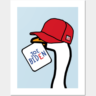 Biden Harris Supporter Goose in Hat with Joe Biden Sign Posters and Art